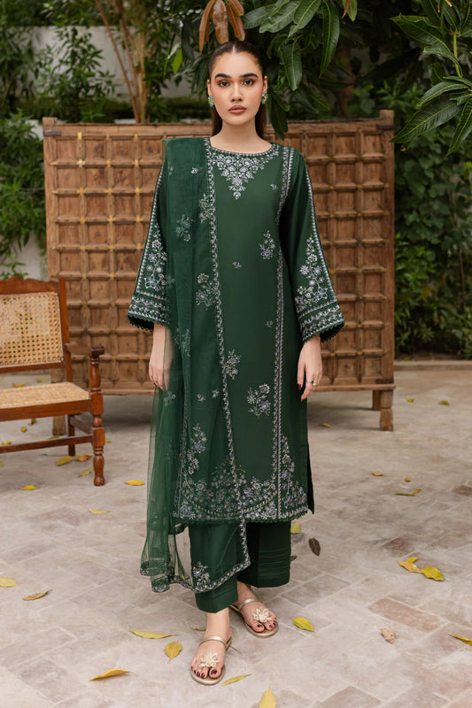 Ever Green 3Pc - Embroidered Lawn Dress